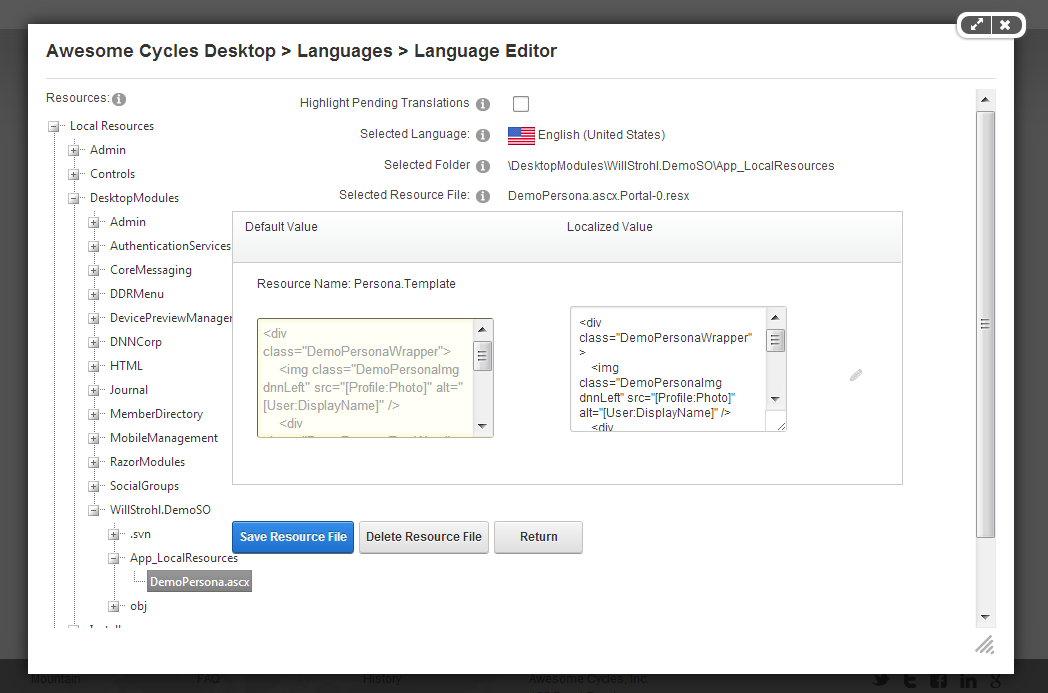 Using the Language Editor