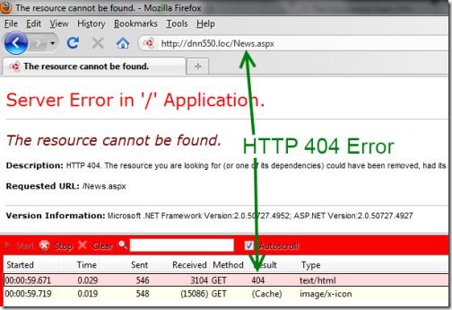 HTTP 404 (page not found) error
