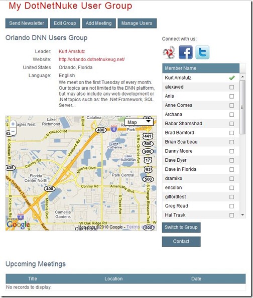 User Group Info Page