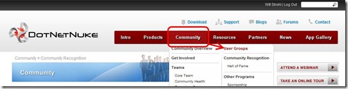 DotNetNuke Website: Community > User Group
