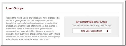 DotNetNuke Website User Group Search Link
