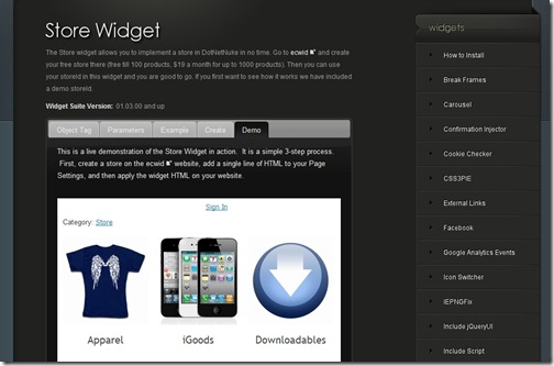 Store Widget for DotNetNuke