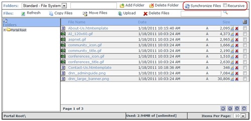 DotNetNuke > Admin > File Manager: Recursively Synchronize Files & Folders