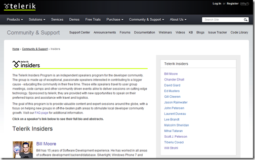 Telerik Insider Program Home Page