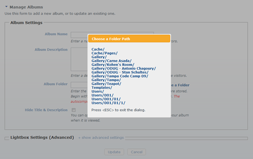 Lightbox Gallery Module 01.05.00: Folder Picker