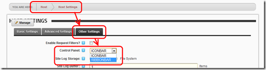 DotNetNuke: Select RIBBONBAR Control Panel
