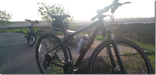 Our bikes on the Bay Trail, behind Facebook