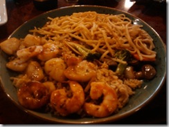 Yabi Japanese Steakhouse: Hibachi Meal (shrimp and scallops, fried rice, noodles, vegetables)
