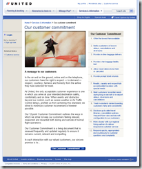United Airlines Customer Commitment screen shot