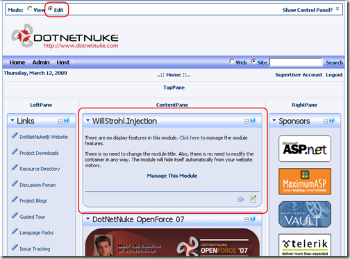 WillStrohl.Injection Module: View Mode