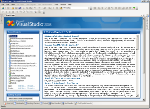 Visual Studio 2008 Customized Startup Page