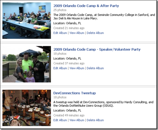 Facebook Albums Screenshot