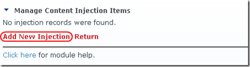 Click the "Add New Injection" link