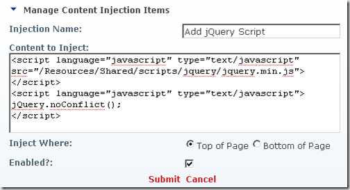 jQuery Injection Example
