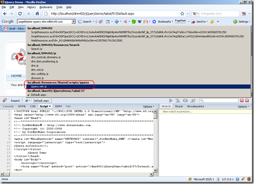 Using FireBug to Show jQuery is Included