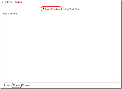 Text/HTML Module - Use Basic Text Box & HTML mode