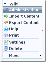 DNN Wiki Module - Action Menu (Administration)