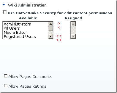 DNN Wiki Module - Administration (Settings)