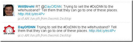 Example of a retweet on twitter