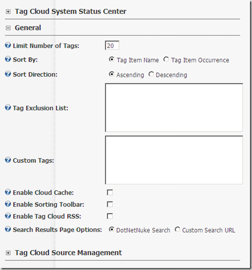 Universal Tag Cloud Module - General Settings