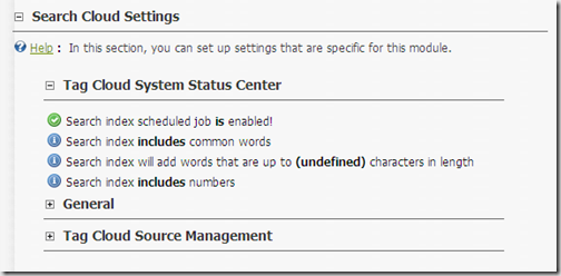 Universal Tag Cloud Module - Tag Cloud Status Center