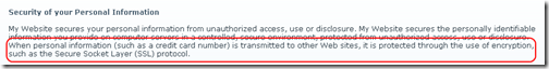 DotNetNuke Privacy Statement: Use of Credit Card Information