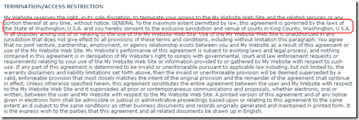 Terms of Use: Jurisdiction