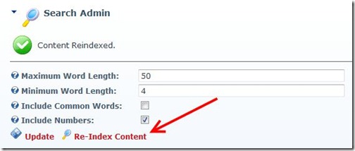 DotNetNuke Search Admin: Reindex Content Link