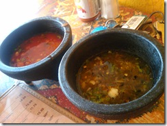 The mild (left) and hot (right) salsa