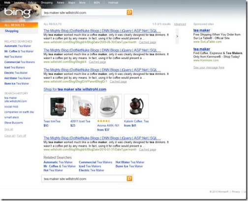 Search Results: Bing "tea maker site:willstrohl.com"