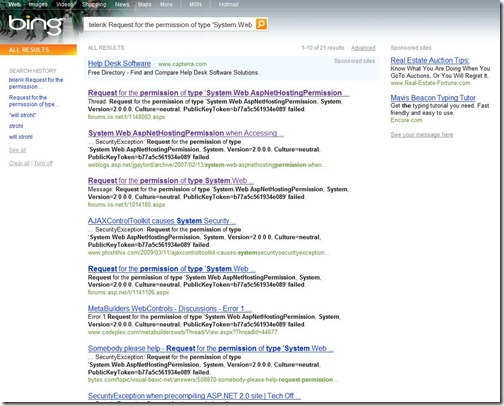 Search Results: Telerik Error Message on Bing