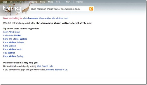 Search Results: Chris Hammond Shaun Walker on Bing
