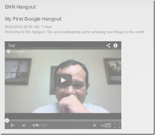 Google Hangout with default template in DNN