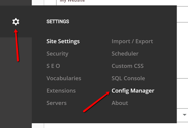 Persona Bar > Configuration Manager