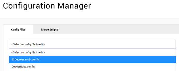 Choosing the 51Degrees configuration file