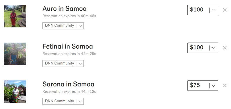 DNN Community Kiva Donations Today