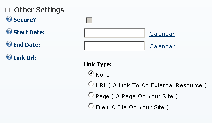 Other Settings - Found in Page Settings > Advanced Settings