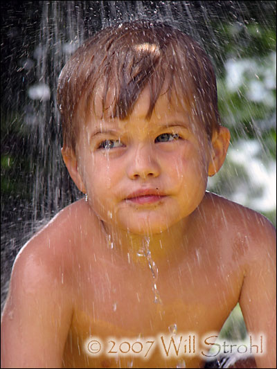 Spinkler Head - Hayden pauses before sliding down the water slide
