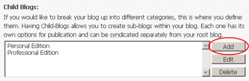 Child Blogs Interface