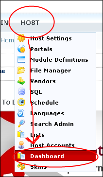 Host Menu > Dashboard