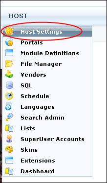 Host Menu - Host Settings