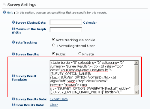 Survey Module - Module Settings