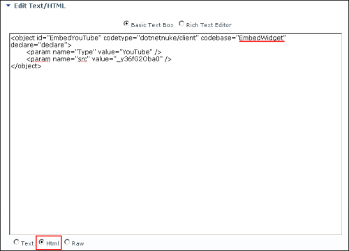 Edit Text - Embed Widget Snippet for YouTube
