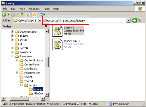 DNN jQuery Folder Location