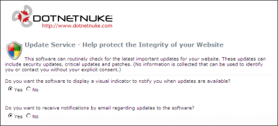 DNN Wizard - Update Service Options