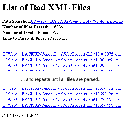 List of Invalid XML Files
